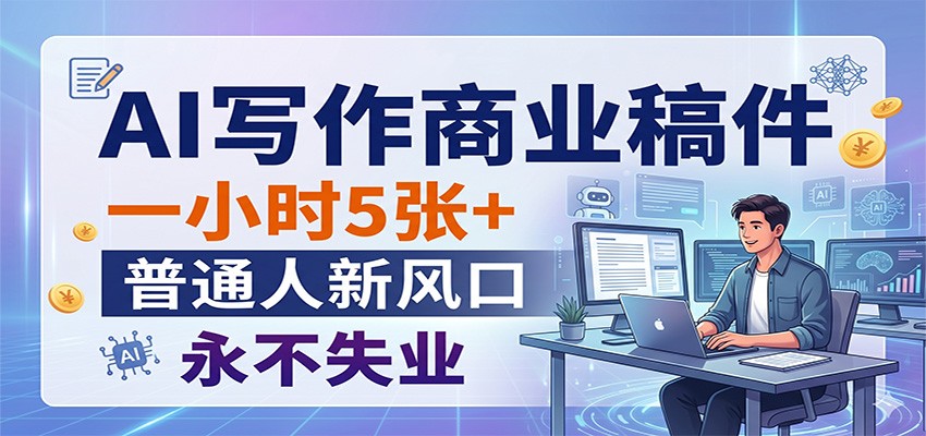 AI写作商业稿件,一小时5张+,普通人新风口,永不失业-云途创业网