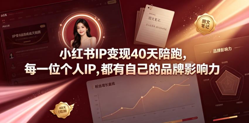 小红书IP变现40天陪跑，每一位个人IP，都有自己的品牌影响力-云途创业网