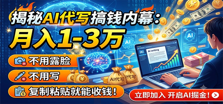 揭秘AI代写搞钱内幕：月入1-3万，不用露脸不用写，复制粘贴就能收钱！-云途创业网