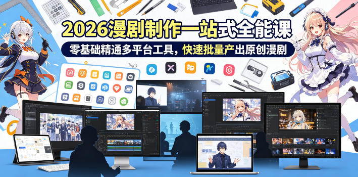 2026 AI漫剧制作一站式全能课,零基础精通多平台工具,快速批量产出原创漫剧-云途创业网