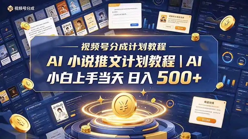 最新视频号分成计划教程｜AI 小说推文，小白上手当天日入 500+-云途创业网
