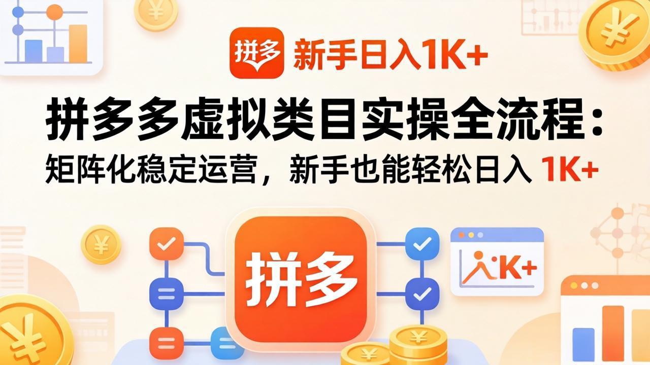 拼多多虚拟类目实操全流程：矩阵化稳定运营，新手也能轻松日入 1K+-云途创业网