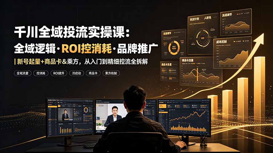 千川全域投流实操课:全域逻辑·ROI控消耗·品牌推广|新号起量+商品卡&乘方,从入门到精细控流全拆解-云途创业网