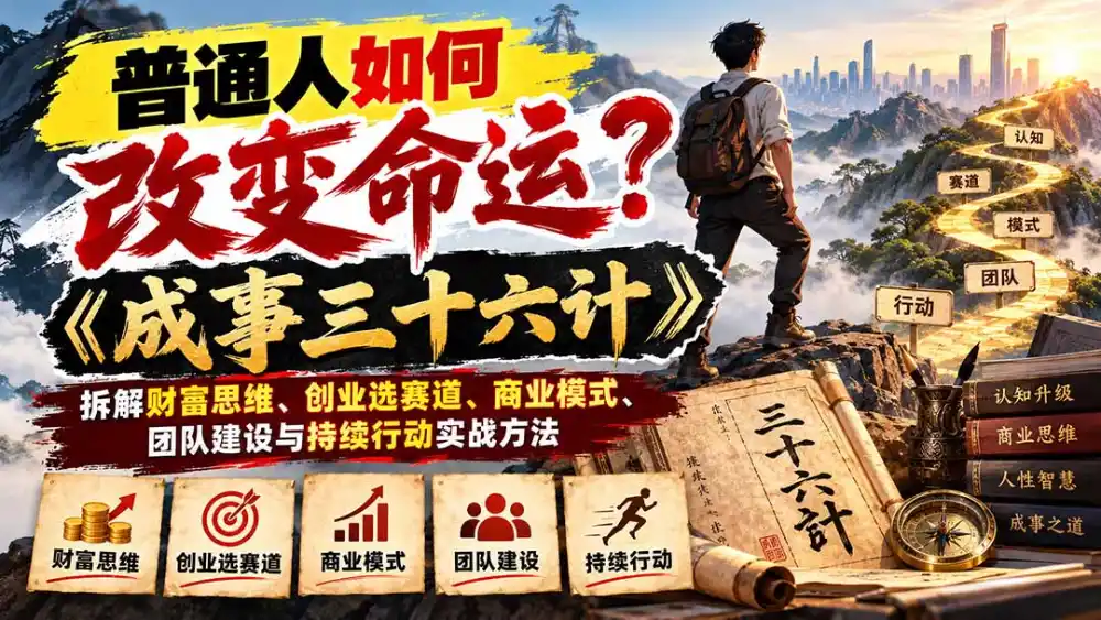 普通人如何改变命运？《成事三十六计》拆解财富思维、创业选赛道、商业模式、团队建设与持续行动实战方法-云途创业网