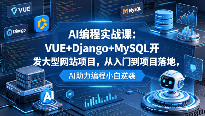 AI编程实战课:VUE+Django+MySQL开发大型网站项目,从入门到项目落地,AI助力编程小白逆袭