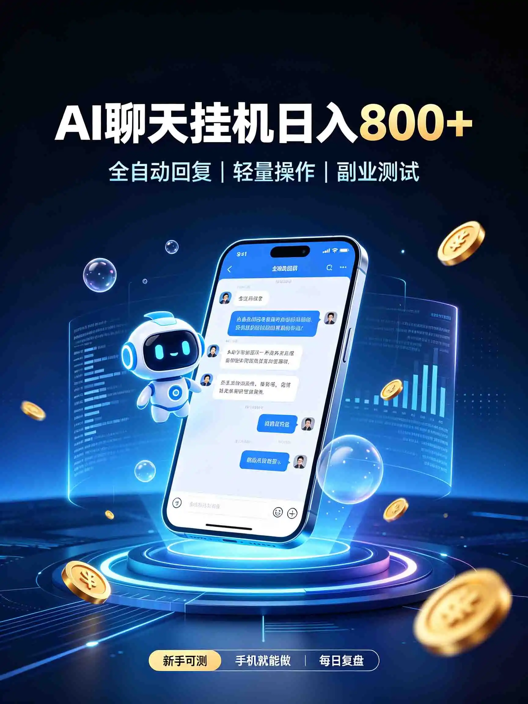 AI聊天挂机，日入800+，适用个人副业，工作室矩阵操作-云途创业网