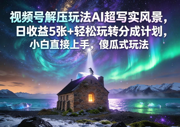 视频号解压玩法AI超写实风景,日收益5张+轻松玩转分成计划,小白直接上手,傻瓜式玩法-云途创业网