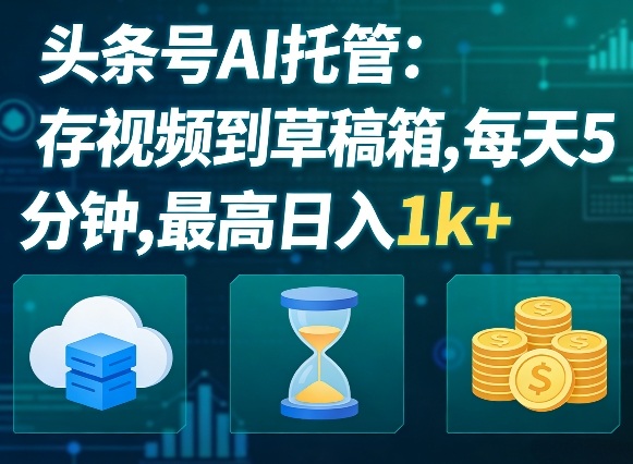 头条号AI托管，我存视频到你草稿箱，每天5分钟，最高日入1k+【揭秘】-云途创业网