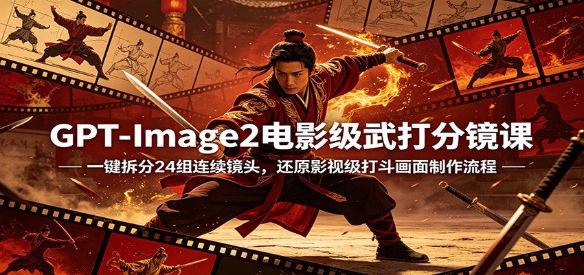 GPT-Image2电影级武打分镜课:一键拆分24组连续镜头,还原影视级打斗画面制作流程-云途创业网