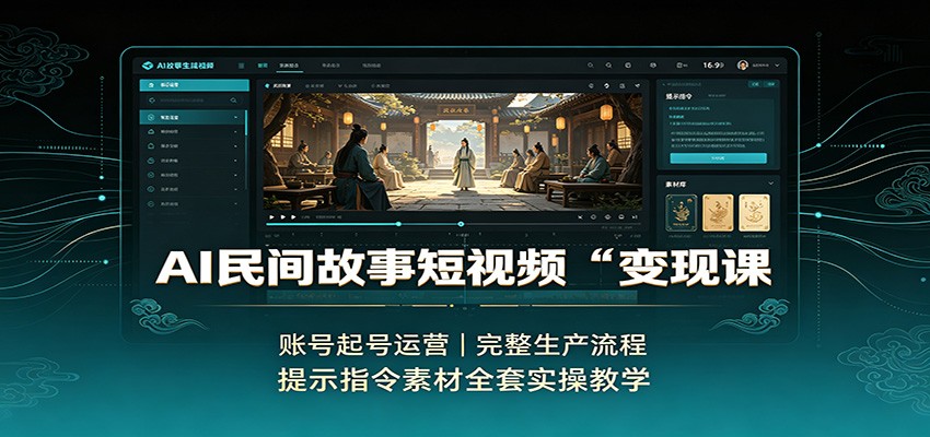 AI民间故事短视频变现课：账号起号运营，完整生产流程，提示指令素材全套实-云途创业网