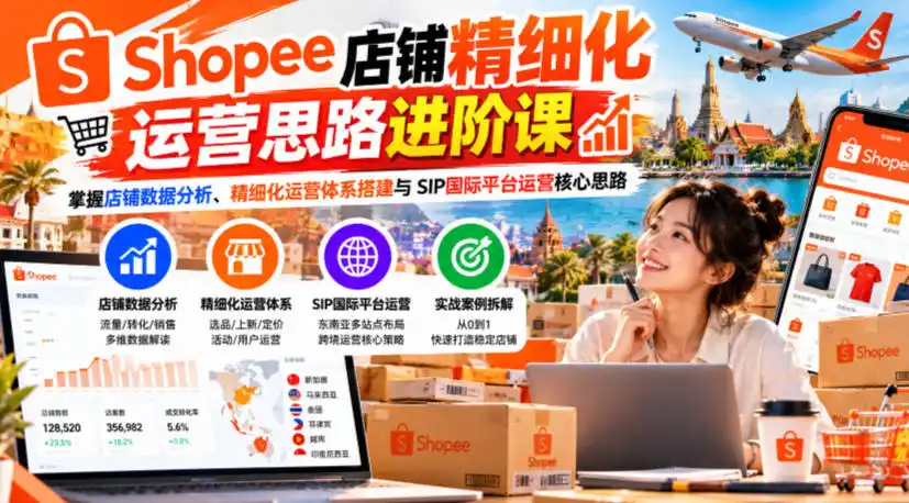 Shopee店铺精细化运营思路进阶课，掌握店铺数据分析、精细化运营体系搭建与SIP国际平台运营核心思路-云途创业网