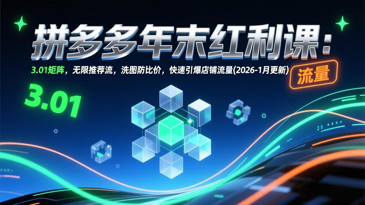 拼多多年末红利课:3.01矩阵,无限推荐流,洗图防比价,快速引爆店铺流量(2026-1月更新-云途创业网