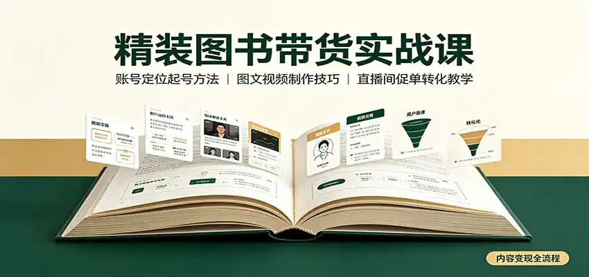 精装图书带货实战课：账号定位起号方法，图文视频制作，促单转化教学-云途创业网