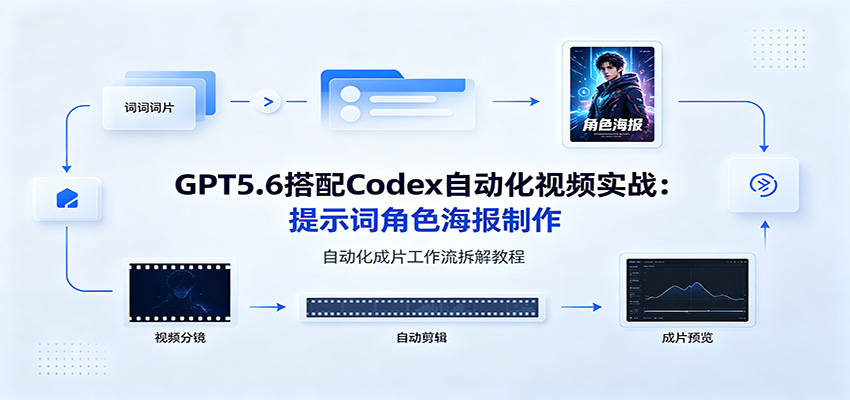 GPT5.6搭配Codex自动化视频实战：提示词角色海报制作，自动化成片工作流拆解教程-云途创业网