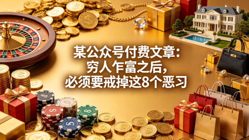 某公众号付费文章:穷人乍富之后,必须要戒掉这8个恶习-云途创业网
