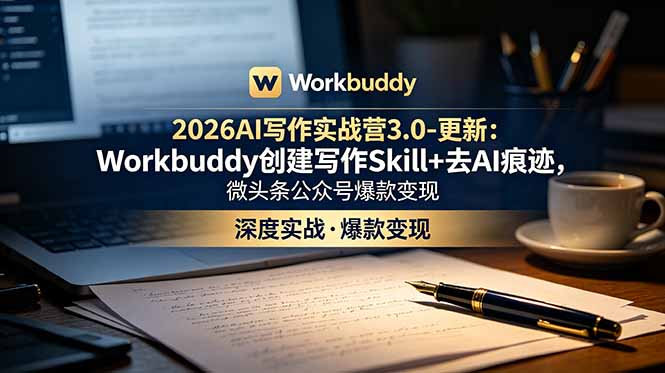 2026AI写作实战营3.0-更新：Workbuddy创建写作Skill+去AI痕迹，微头条公众号爆款变现-云途创业网