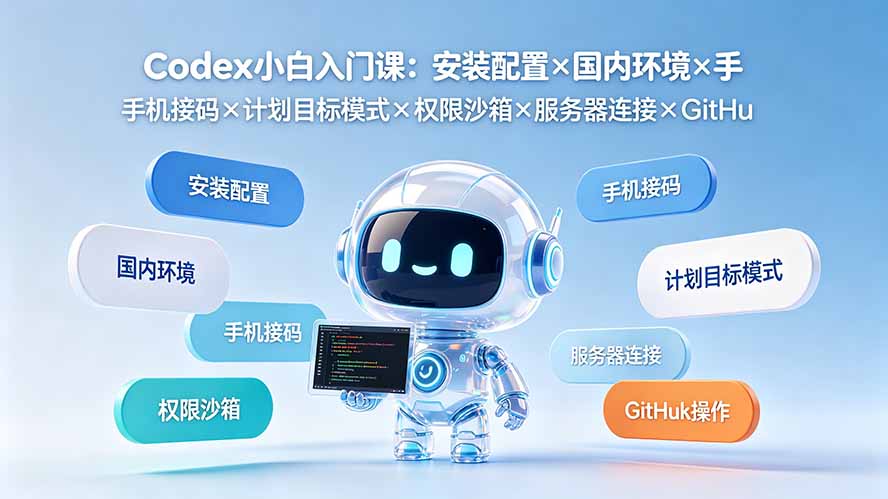 Codex小白入门课：安装配置×国内环境×手机接码×计划目标模式×权限沙箱×服务器连接×GitHub操作-云途创业网