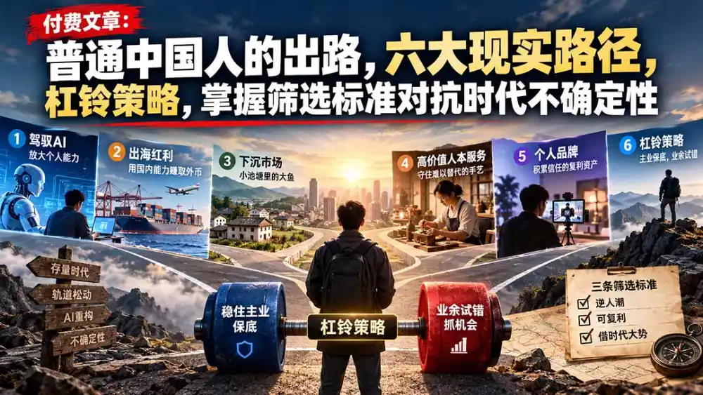 付费文章:普通中国人的出路,六大现实路径,杠铃策略,掌握筛选标准对抗时代不确定性-云途创业网