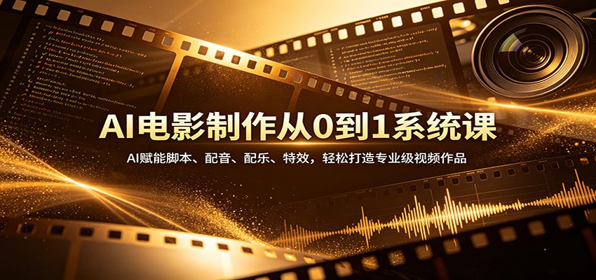 AI电影制作从0到1系统课:AI赋能脚本、配音、配乐、特效,轻松打造专业级视频作品-云途创业网