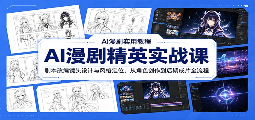 AI漫剧精英实战课：剧本改编镜头设计与风格定位，从角色创作到后期成片全流程-云途创业网
