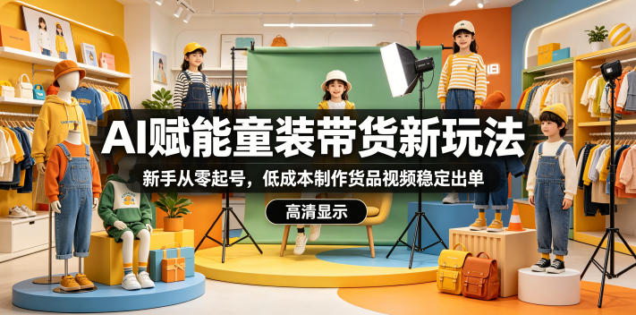 AI赋能童装带货新玩法,新手从零起号,低成本制作货品视频稳定出单-云途创业网