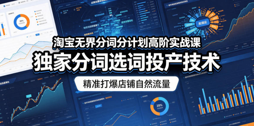 淘宝无界分词分计划高阶实战课,独家分词选词投产技术,精准打爆店铺自然流量-云途创业网