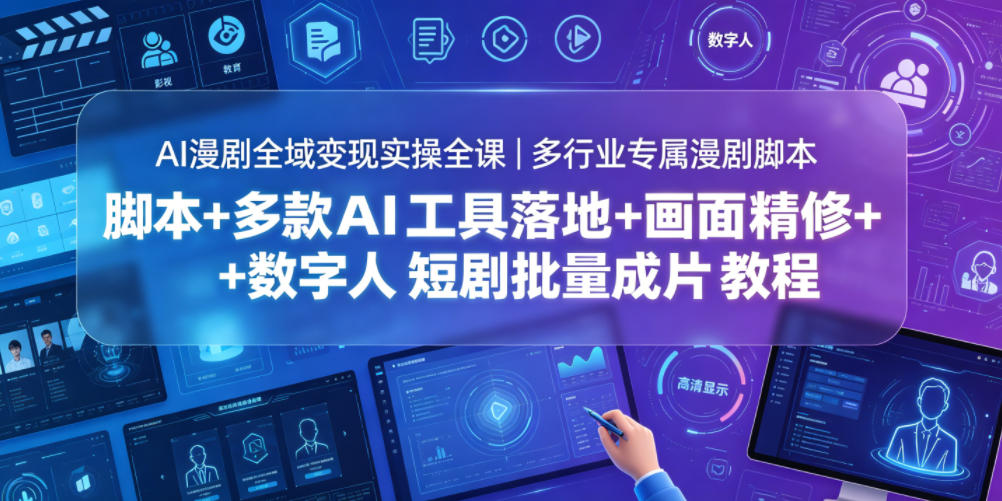 AI漫剧全域变现实操全课|多行业专属漫剧脚本+多款AI工具落地+画面精修+数字人短剧批量成片全教程-云途创业网