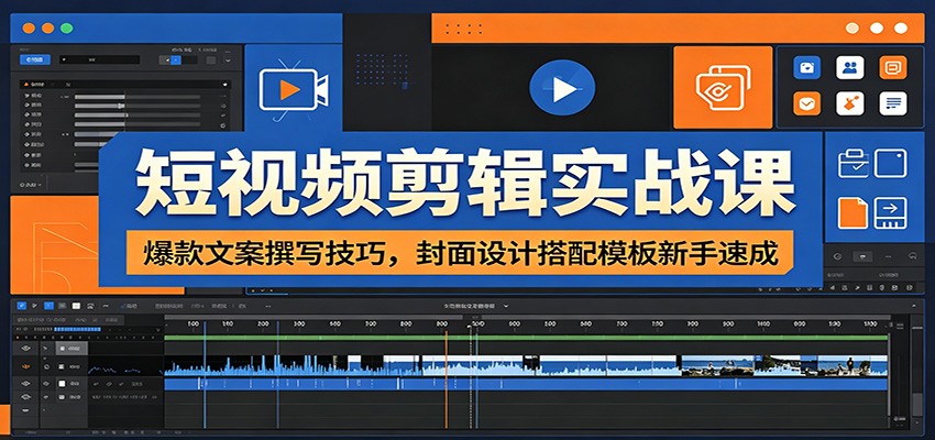 短视频剪辑实战课:爆款文案撰写技巧,封面设计搭配模板新手速成-云途创业网