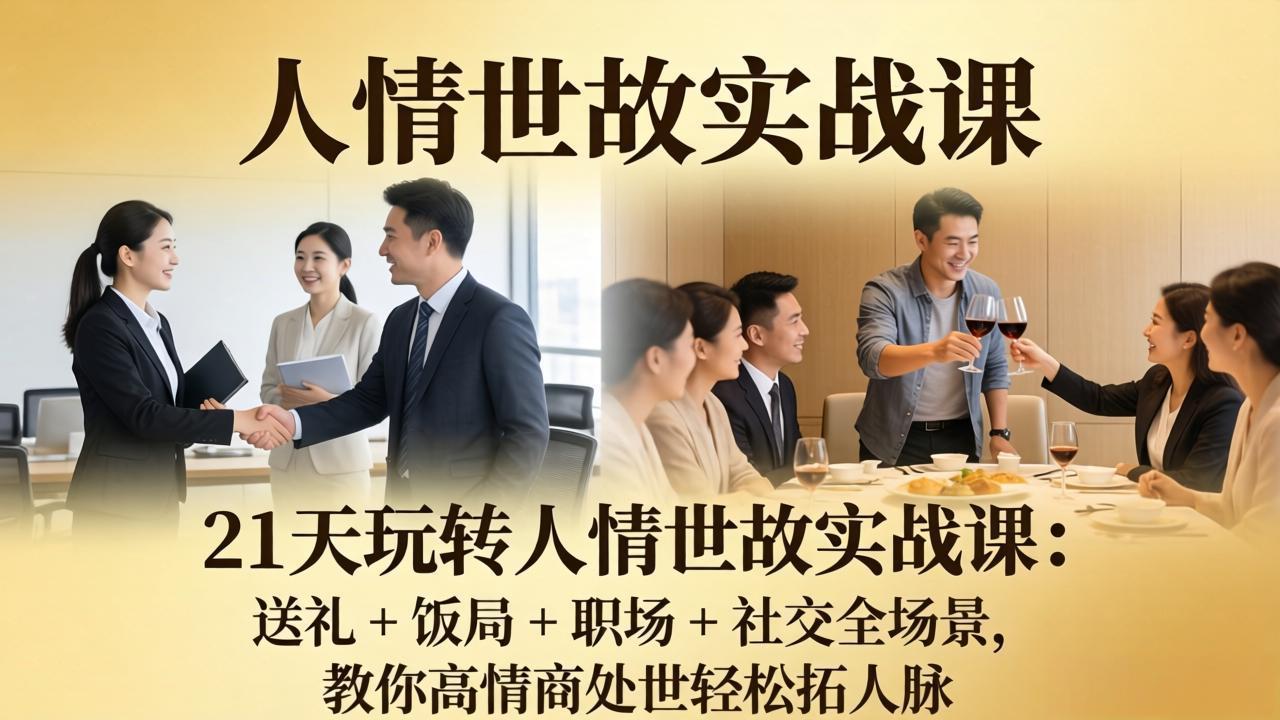 21 天玩转人情世故实战课:送礼 + 饭局 + 职场 + 社交全场景,教你高情商处世轻松拓人脉-云途创业网
