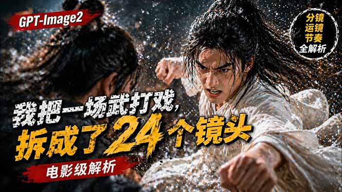用GPT-Image2,把一段武打对决拆成24个连续镜头,从人物建立、动作衔接、运镜节奏,到情绪爆发-云途创业网