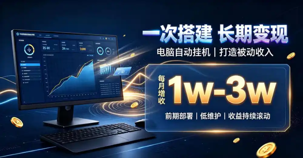 一份投入长期收益，电脑自动挂G类目，搭建被动收入每月增收1w-3w【揭秘】-云途创业网